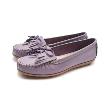 W&M 可水洗舒適柔軟蝴蝶結流蘇平底鞋 女鞋-紫
