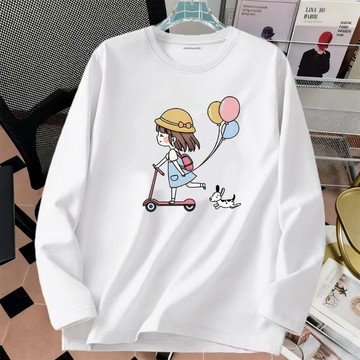 台灣出貨 【可愛乖巧】 長袖上衣女 純棉上衣 大尺碼上衣 長袖上衣 長袖t恤女 寬鬆上衣 女生 t恤 棉質上衣 1548