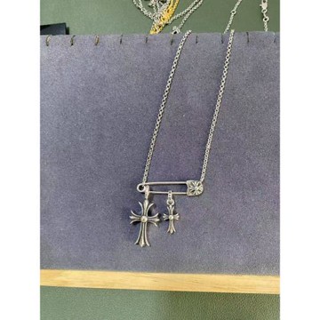 泰銀十字架別針麻花項鏈紫鉆鍍S925銀王嘉爾竹節鏈朋克雙十字吊墜