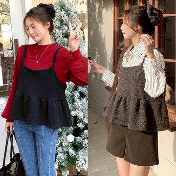 【HARPER】傘襬羊毛細肩背心 附髮圈 | 現貨 外搭背心 羊毛 秋冬 髮圈【CLA95049J】