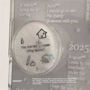 整日不營業原創「2025的初雪」流沙閃粉手機可愛氣囊磁吸粘貼支架