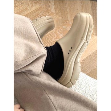 懶人包頭半拖鞋女外穿2025春夏新款ZA學生百搭厚底大頭拖鞋丑萌鞋