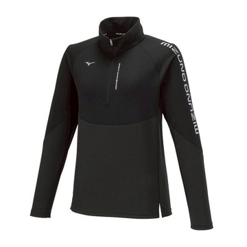 Mizuno 美津濃【授權經銷】 女款長袖上衣 立領拉鍊 吸汗快乾 運動 路跑 黑 32MAA87509