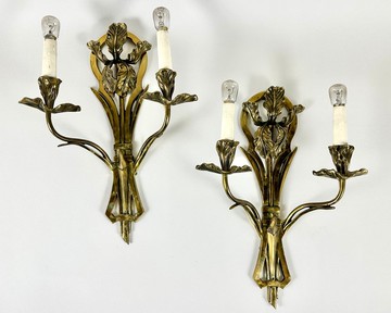 法國新藝術風格古董青銅壁燈 約 1900 年製造 E14 燈座