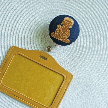 Lovely【佛祖保祐伸縮扣環 +卡套】悠遊卡、證件套【深藍A款】E