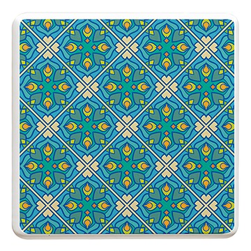 收納王妃 花磚系列 方形杯墊  10 x 10 x 0.9cm  1個  藍綻放