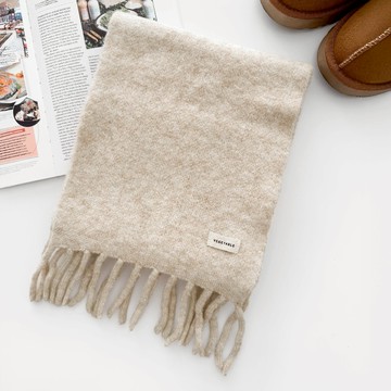 【Fee隔日到貨單色新品】柔軟羊絨針織加厚流蘇圍巾🔥仿羊絨圍巾 羊毛圍巾 脖圍保暖 脖圍 保暖 加厚 韓國圍巾 精品圍巾