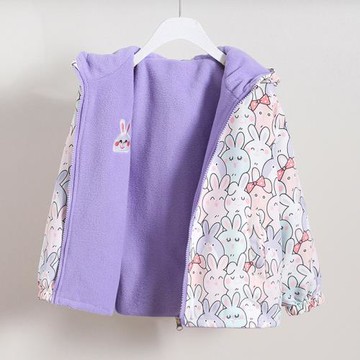 女童外套加絨冬裝洋氣女孩中大童秋冬保暖上衣4歲9兒童兩面穿風衣