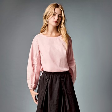 圓領拋袖開叉襯衫