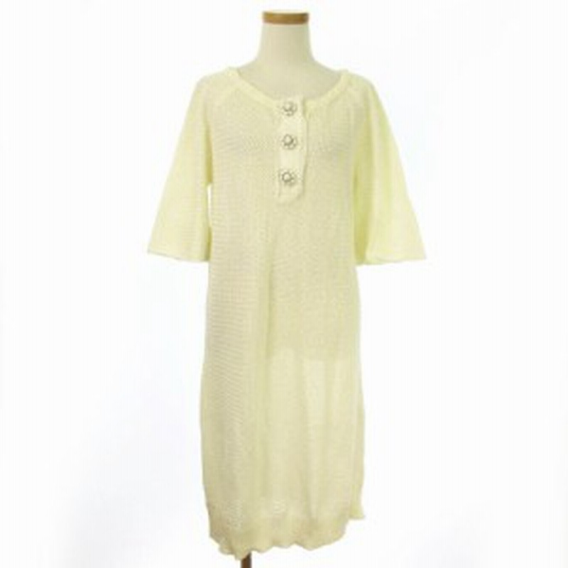 中古 アドーア ボディドレッシング Adore Body Dressing ワンピース ニット ひざ丈 七分袖 38 白 ホワイト レディース 通販 Lineポイント最大1 0 Get Lineショッピング