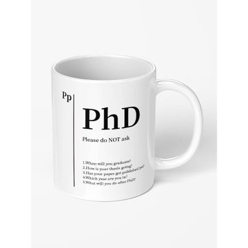 phD博士五個提問杯子 創意個性博士生馬克杯 美式咖啡陶瓷杯水杯