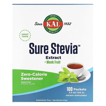 KAL, Sure Stevia 提取物加上羅漢果，100 包，3.5 盎司（100 克）