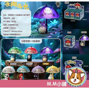 【M.M小舖】『現貨+預購』盒玩 細雨微光-磁吸小夜燈盲盒 盲盒 盲抽 宮崎駿 龍貓 波妞 一中盒6入