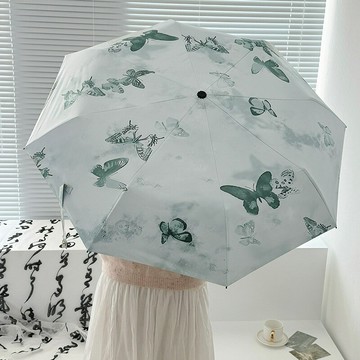 雨傘 折疊傘 防曬傘 新款國風中式蝴蝶雨傘晴雨兩用女折疊傘專業防曬黑膠遮陽傘便攜傘