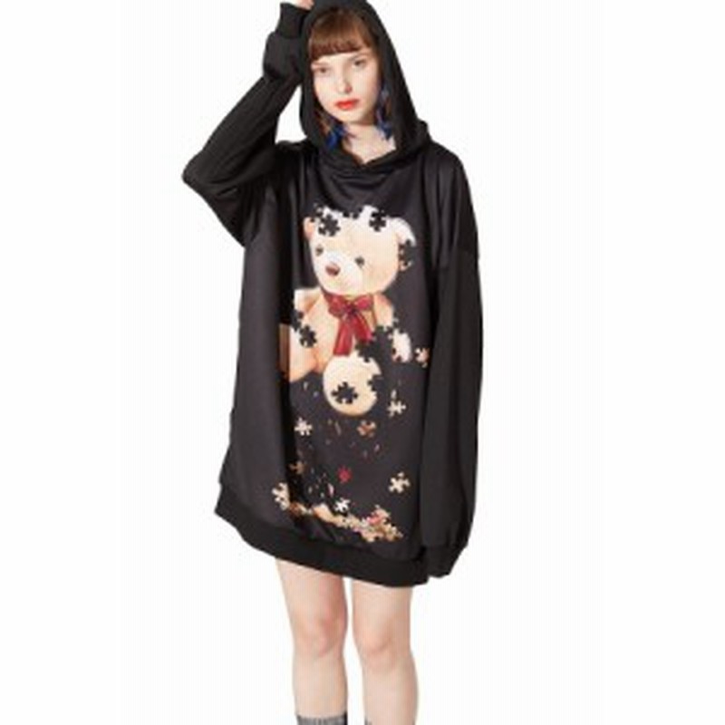 Ankorock アンコロック パーカー メンズ プルオーバー レディース ユニセックス 服 ブランド 長袖 ロング丈 プルパーカー 総柄 くま 熊 通販 Lineポイント最大1 0 Get Lineショッピング