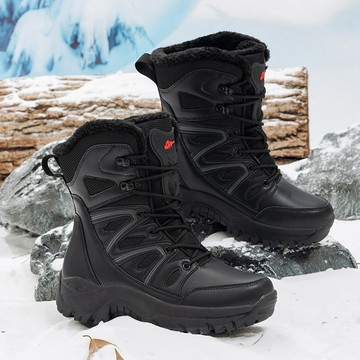 男士防滑防水雪地靴 冬季加厚保暖登山靴 戶外徒步登山鞋 耐磨防寒工裝靴 大尺碼男鞋