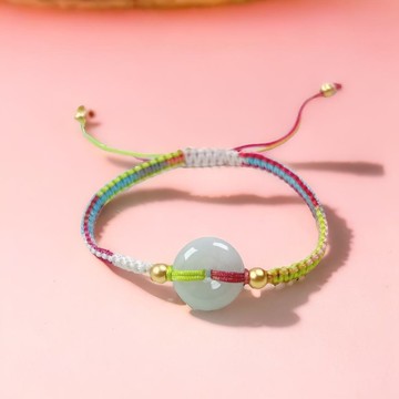 【願‧平安】冰種翡翠平安扣編織手鍊 | 天然緬甸A貨翡翠 | 送禮