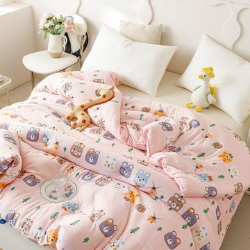 BELLE VIE 雙面針織棉可水洗雙人冬被 (180X210cm-小熊軟糖)  蓄熱保暖 羽絲絨被 棉被 被胎 被芯