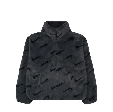 WMNS FULL PRINT SWOOSH FAUX FUR JACKET BLACK