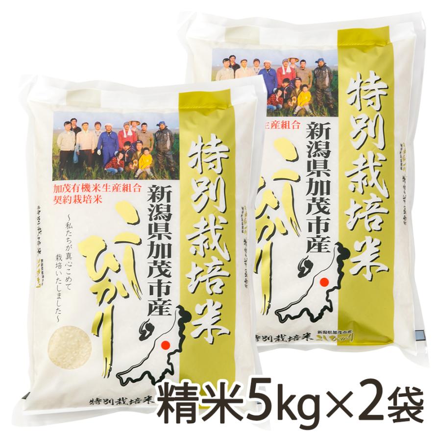 新潟県産コシヒカリ（特別栽培米）精米10kg 加茂有機米生産組合 送料無料