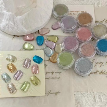 現貨｜ 薄荷系列低飽和 嘎嘎亮嘎嘎亮 金屬鏡面粉 夏日感 超閃鏡面粉 閃粉 淺粉 淺金 粉嫩色系