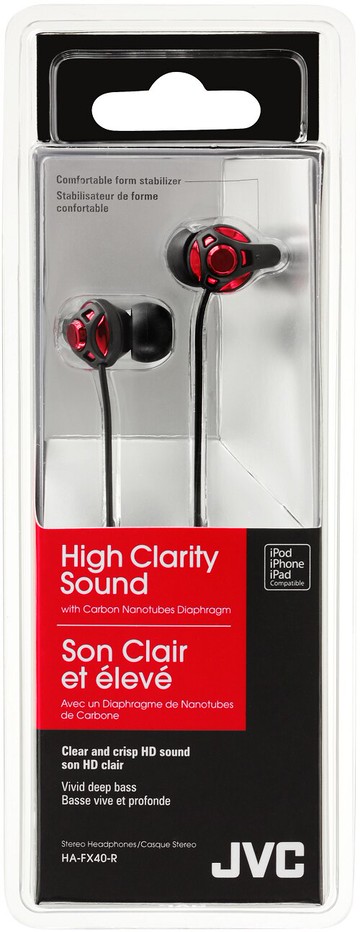 日本 JVC HA-FX40 (紅色) 高音質密閉型立體聲入耳式耳機,公司貨附保卡,保固一年