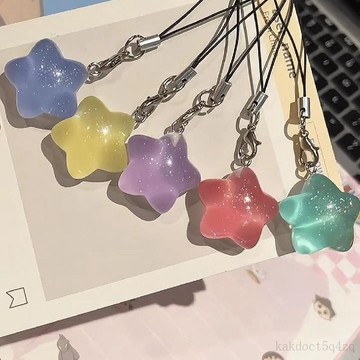 🎊台灣出貨🎊 ins 可愛 果凍 細閃 胖星星 手機繩 鑰匙扣 粉嫩 少女心 包包掛件 情侶 禮物