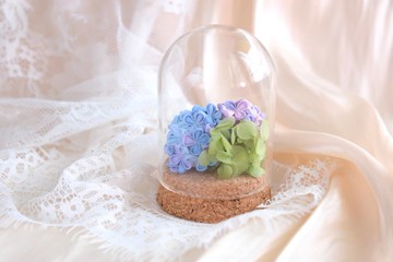 繡球花細工花玻璃瓶擺設