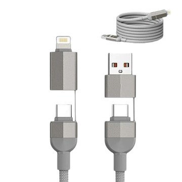 Type C公 - C公 【EDSDS】PD100W鋁合金 4合1磁吸收納編織快充傳輸充電線1M