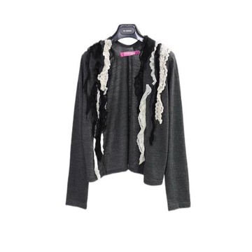 Junya Watanabe/渡邊彌醇 05AD女士灰色羊毛蕾絲拼接開衫毛衣 UNI