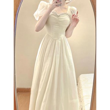 生日party小禮服裙輕奢小眾訂婚服高級感領證白色連衣裙女夏新款