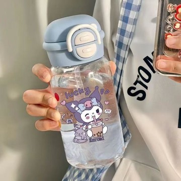【臺灣-出貨】庫洛米玉桂狗水杯女生高顏值大容量雙飲塑料吸管兒童杯子