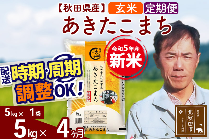 《定期便4ヶ月》＜新米＞秋田県産 あきたこまち 5kg(5kg小分け袋) 令和5年産 お届け時期選べる 隔月お届けOK お米 みそらファーム 発送時期が選べる|msrf-20304