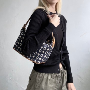 Vintage Celine 牛仔老花肩背包 腋下包 古董包