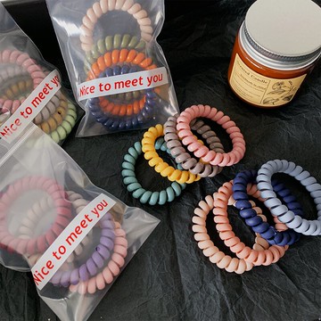 四根裝~電話線發繩簡約頭繩女網紅ins發圈粗扎馬尾高彈力耐用皮筋