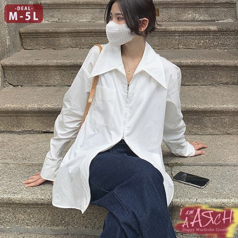 大きいサイズ レディース ファッション シャツ トップス ぽっちゃり おおきいサイズ あり ジップアップ オーバーサイズ ブラウス M L Ll 3l 4l 5l 春夏 通販 Lineポイント最大0 5 Get Lineショッピング