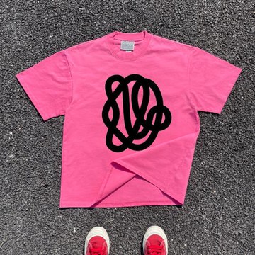 王有病工作室 重磅260G！糖果色粗體雜亂線條學生大碼百搭短袖T恤