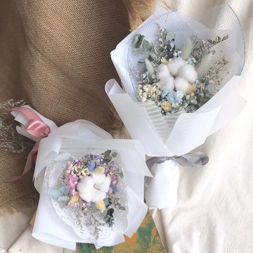 夢幻糖果屋 棉花x 乾燥花粉嫩系畢業花束祝福花束 Pinkoi 設計購物網站 Line購物