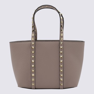 Valentino Garavani Beige Leather Rockstud Totes