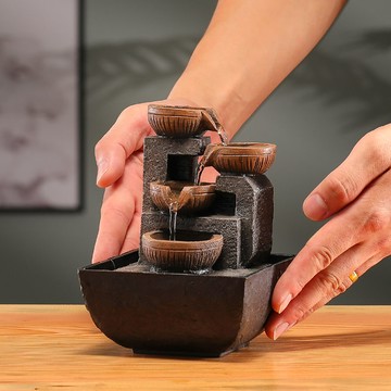 開發票 最低價 新天泉招財自動流水擺件循環水中式茶幾辦公室桌面小擺件客廳家用 快速出貨