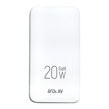 Dr.AV 聖岡科技 20W 氮化鎵快充超薄充電器 14mm 小餅乾 USB-C USB-A 雙孔  白色  1個