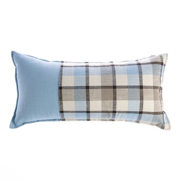 依卡格紋 環保棉腰靠墊 30x60cm 藍色款