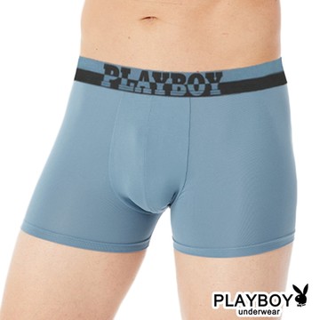 PLAYBOY 抑菌消臭銅鋅離子合身四角褲-單件-淺霧藍
