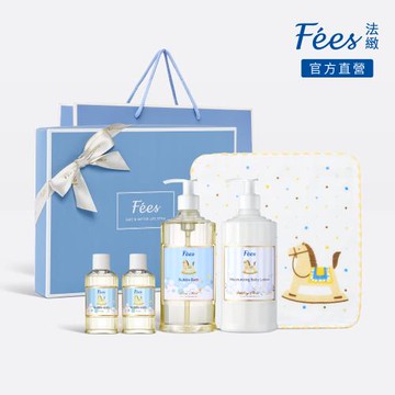 Fees法緻 嬰兒彌月禮盒 嬰兒柔護泡泡露300ml+嬰兒保濕乳液300ml+泡泡露或洗沐精50ml-2入(隨機出貨)+棉柔方巾