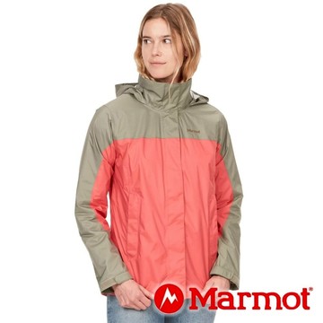 【Marmot】女單件式防水連帽外套『葡萄柚粉/岩蘭綠』46700 戶外 露營 登山 健行 休閒 時尚 保暖 防水 連帽外套