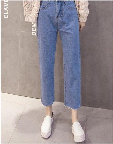 牛仔寬褲  原宿直筒牛仔褲女寬鬆春秋闊腿褲韓版學生顯瘦bf百搭初戀褲子  瑪麗蘇