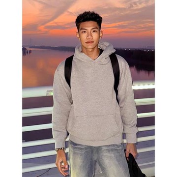 嘻哈街頭簡約純色基礎款連帽衛衣男美式秋冬季潮牌加絨加厚上衣服