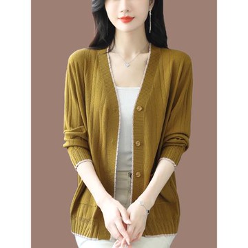 羊毛衫開衫女短款針織上衣春秋季新款寬松薄款外搭護士毛衣小外套