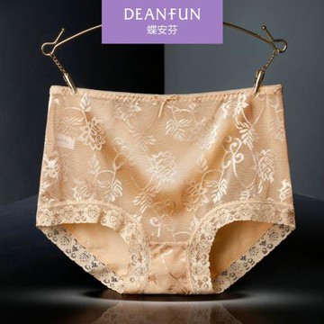 蝶安芬女內褲4條性感透視蕾絲中高腰無痕全棉舒適本命年褲頭平角