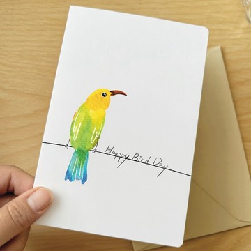 水彩動物插畫生日卡片 客製化卡片 鳥類插畫 大自然 萬用卡 賀卡
